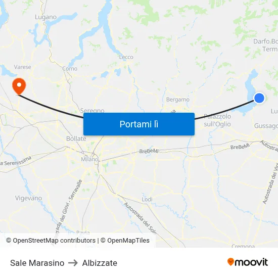 Sale Marasino to Albizzate map