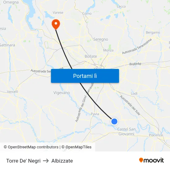 Torre De' Negri to Albizzate map