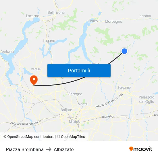 Piazza Brembana to Albizzate map