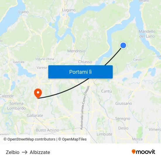 Zelbio to Albizzate map