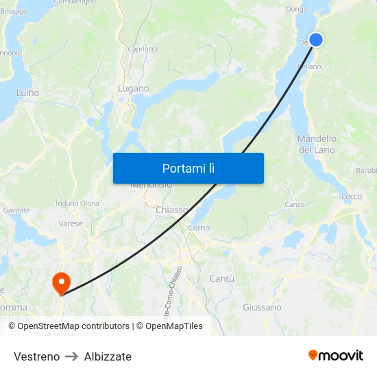 Vestreno to Albizzate map