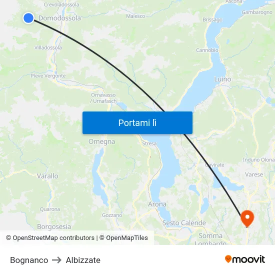 Bognanco to Albizzate map