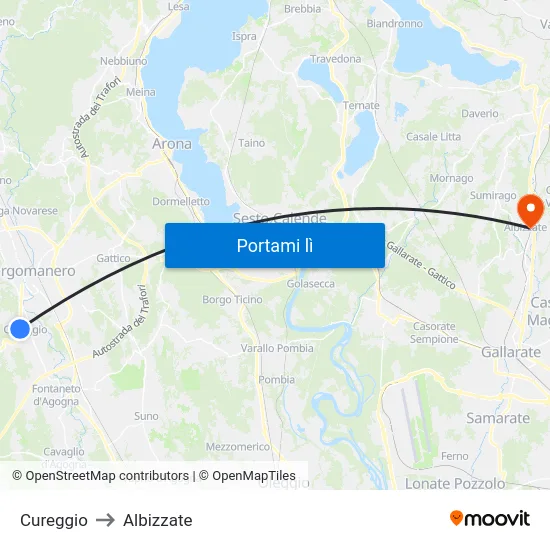 Cureggio to Albizzate map