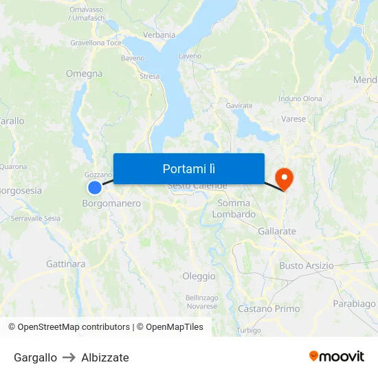 Gargallo to Albizzate map