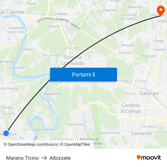 Marano Ticino to Albizzate map