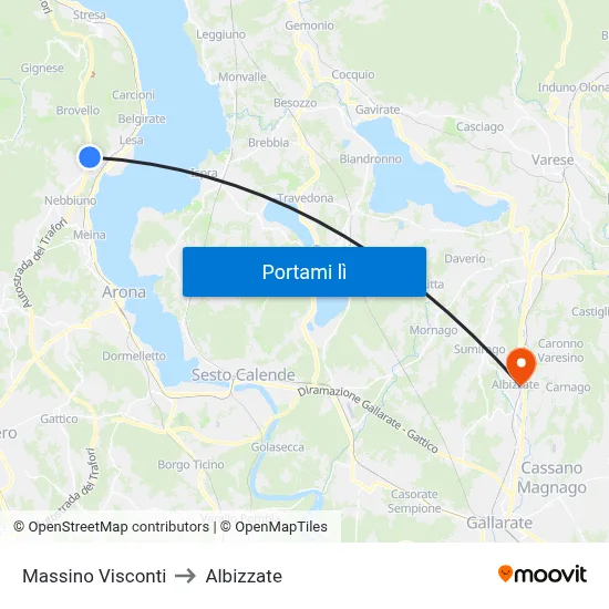 Massino Visconti to Albizzate map