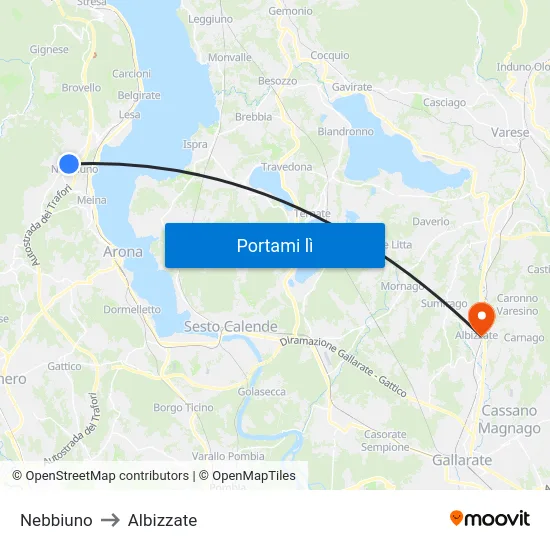 Nebbiuno to Albizzate map