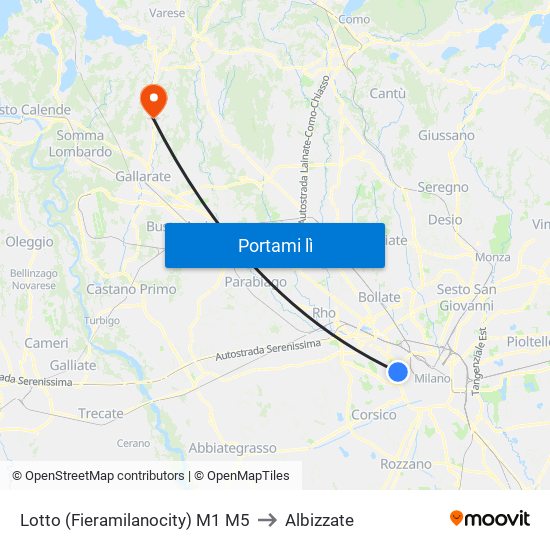 Lotto (Fieramilanocity) M1 M5 to Albizzate map