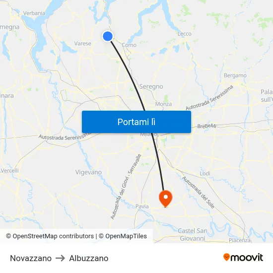 Novazzano to Albuzzano map