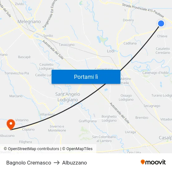 Bagnolo Cremasco to Albuzzano map