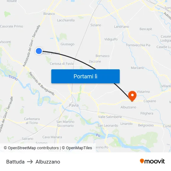 Battuda to Albuzzano map