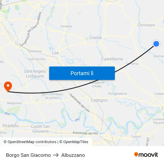 Borgo San Giacomo to Albuzzano map