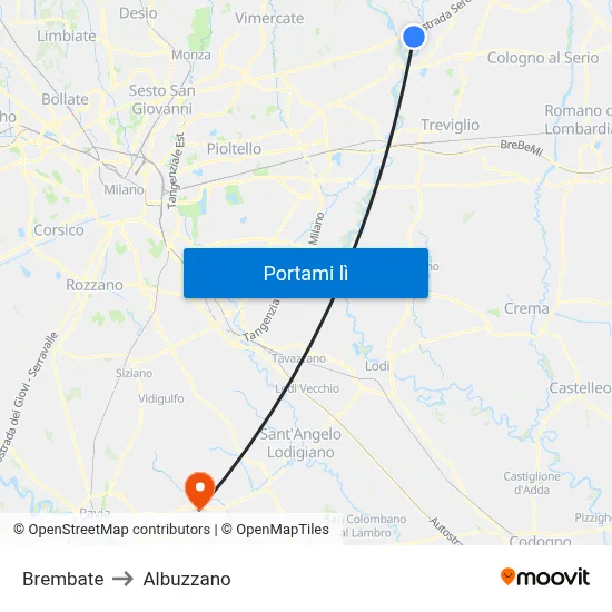 Brembate to Albuzzano map