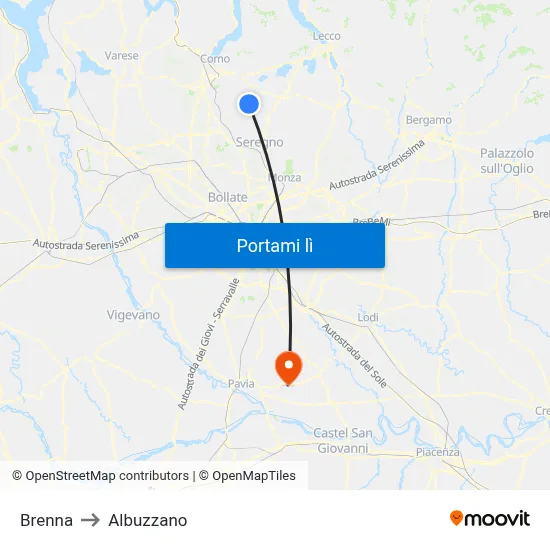 Brenna to Albuzzano map