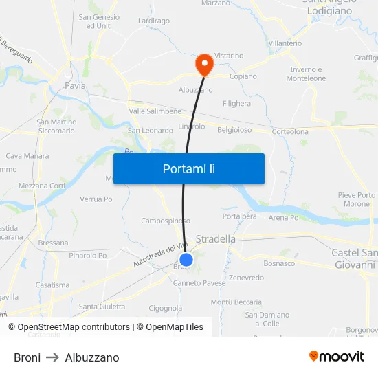 Broni to Albuzzano map