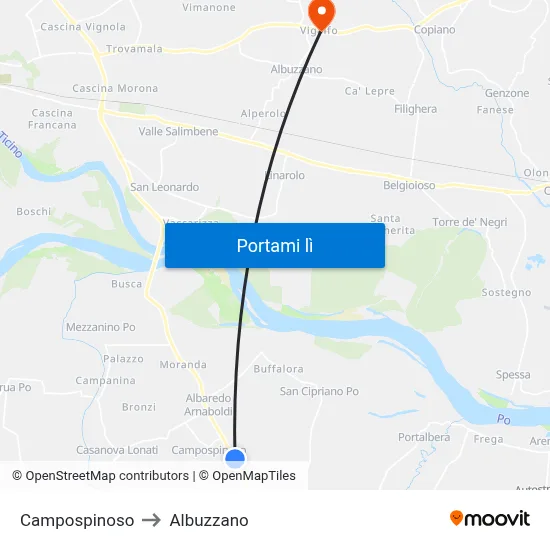 Campospinoso to Albuzzano map