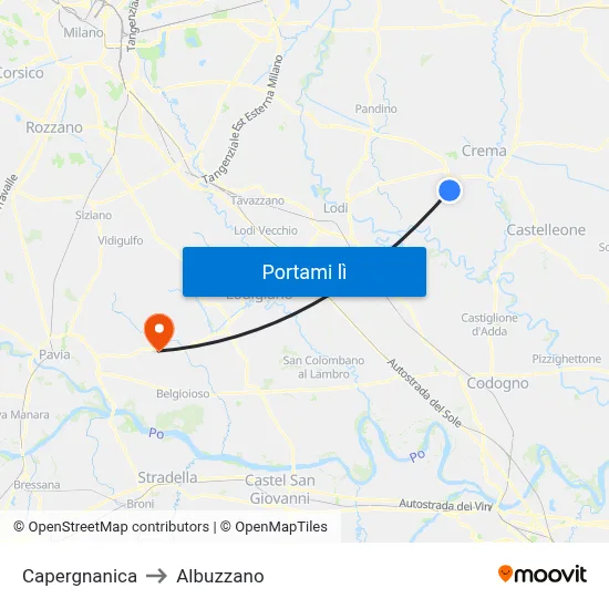 Capergnanica to Albuzzano map