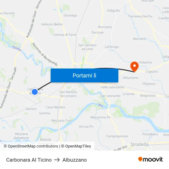 Carbonara Al Ticino to Albuzzano map