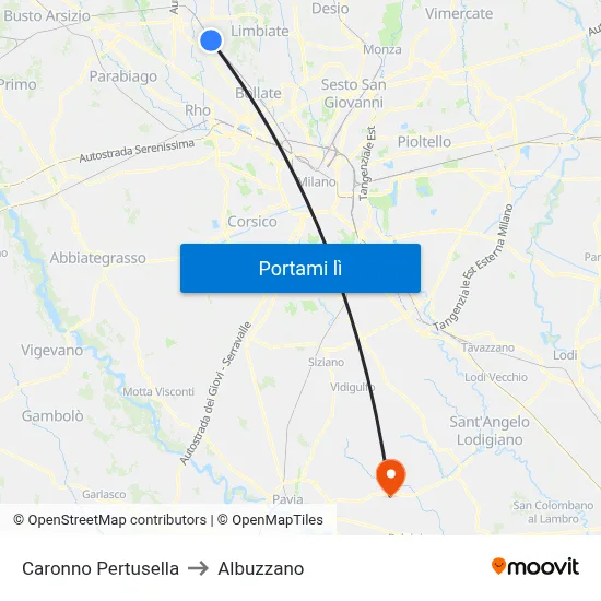 Caronno Pertusella to Albuzzano map