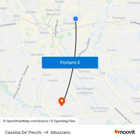 Cassina De' Pecchi to Albuzzano map