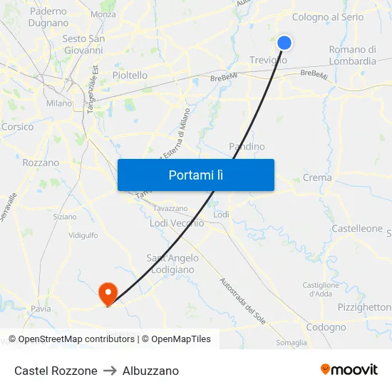 Castel Rozzone to Albuzzano map