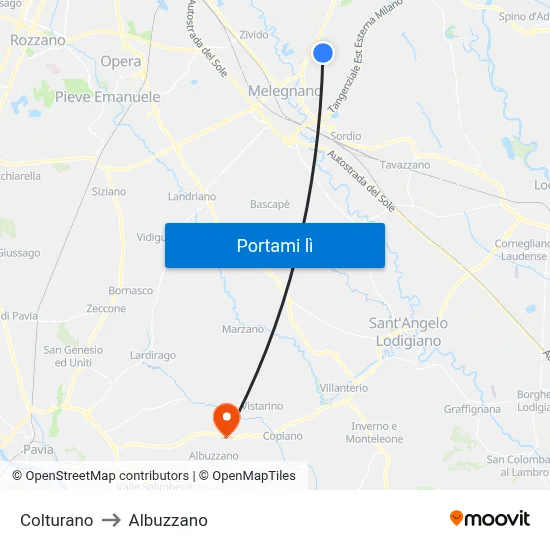 Colturano to Albuzzano map