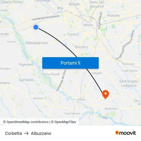 Corbetta to Albuzzano map