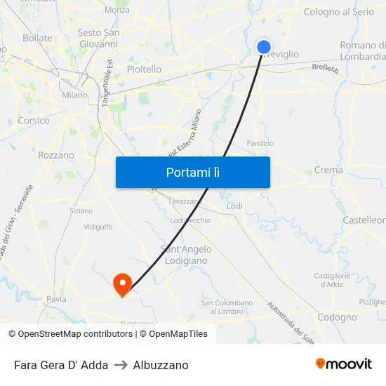 Fara Gera D' Adda to Albuzzano map