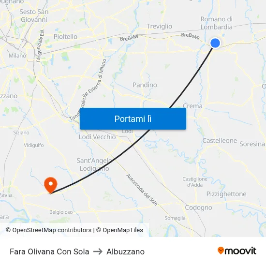 Fara Olivana Con Sola to Albuzzano map