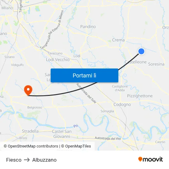 Fiesco to Albuzzano map