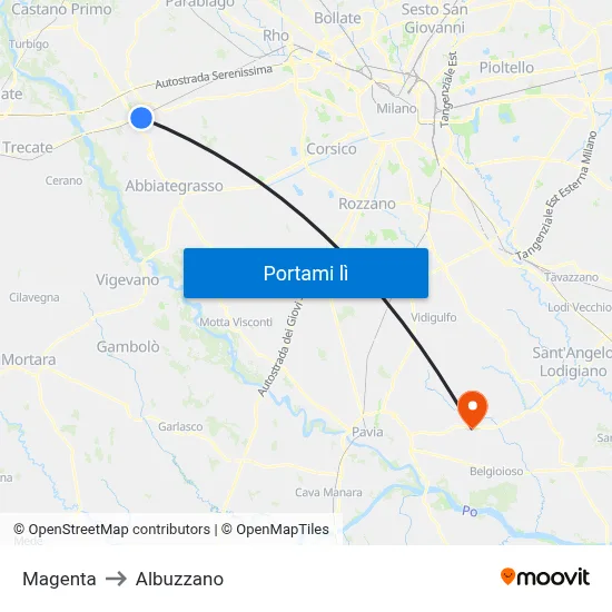 Magenta to Albuzzano map