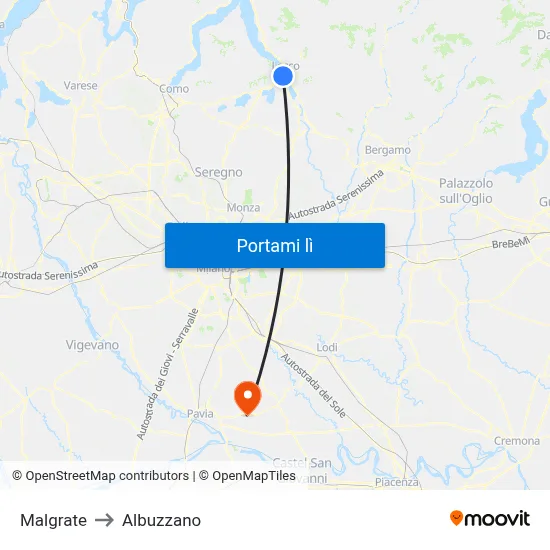 Malgrate to Albuzzano map