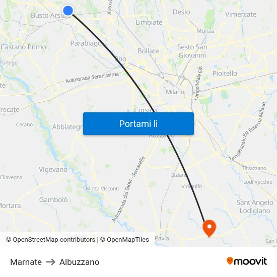 Marnate to Albuzzano map