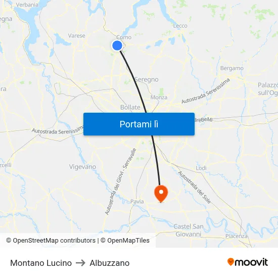 Montano Lucino to Albuzzano map