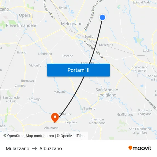 Mulazzano to Albuzzano map