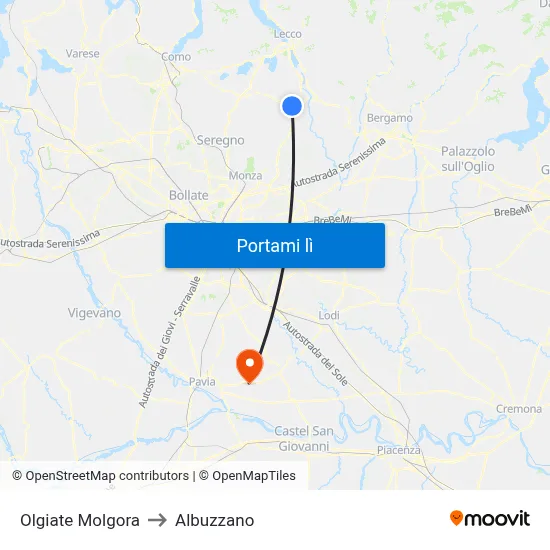 Olgiate Molgora to Albuzzano map