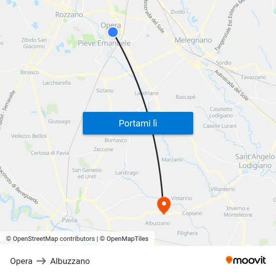 Opera to Albuzzano map