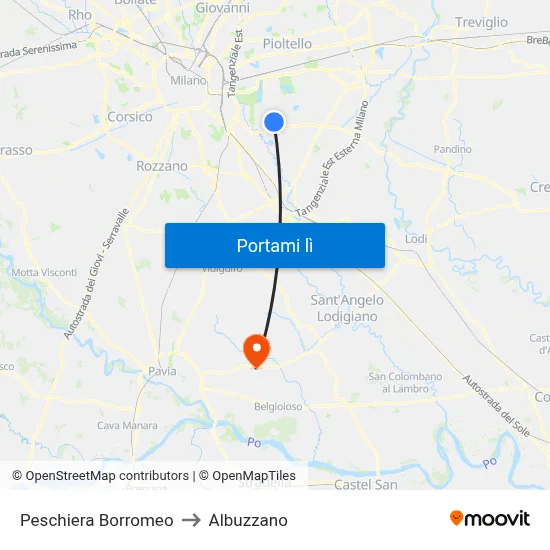 Peschiera Borromeo to Albuzzano map