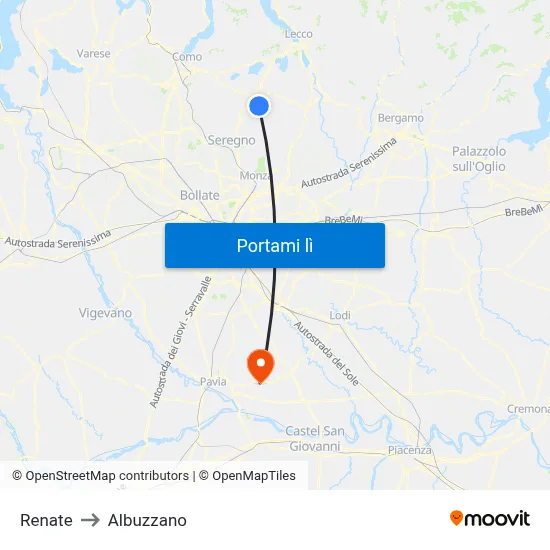 Renate to Albuzzano map