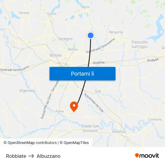 Robbiate to Albuzzano map