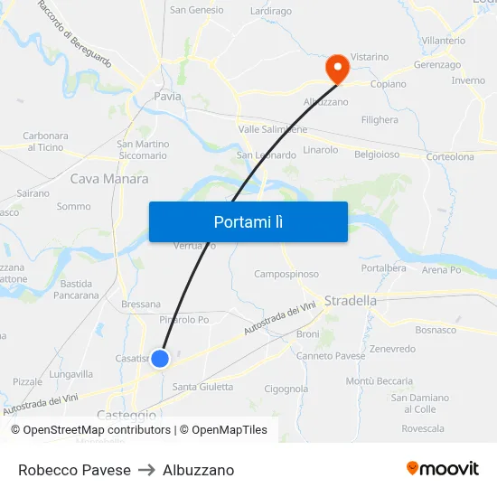 Robecco Pavese to Albuzzano map