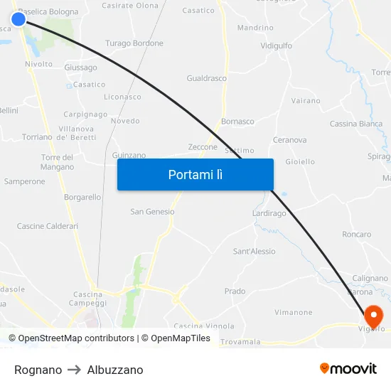 Rognano to Albuzzano map
