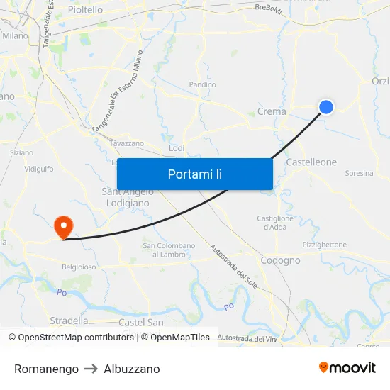 Romanengo to Albuzzano map