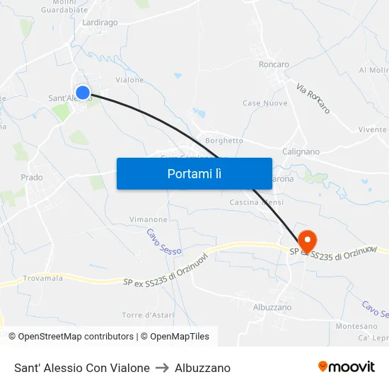 Sant' Alessio Con Vialone to Albuzzano map