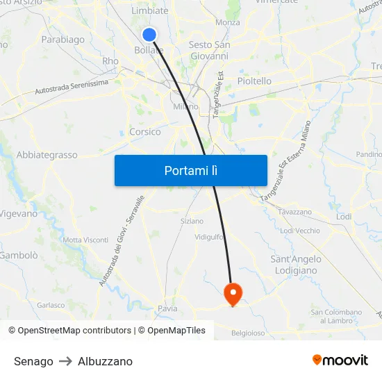 Senago to Albuzzano map