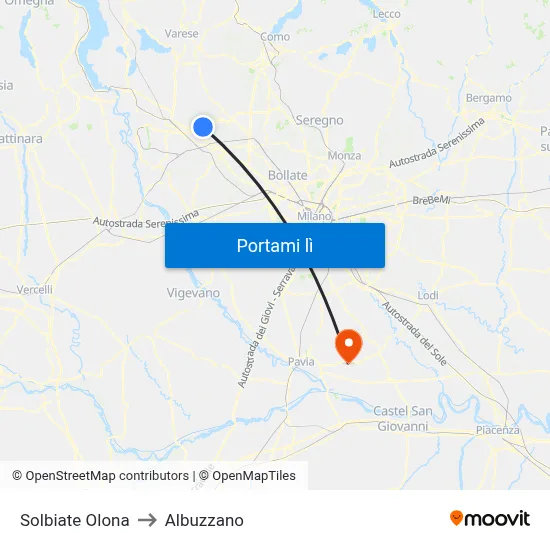 Solbiate Olona to Albuzzano map