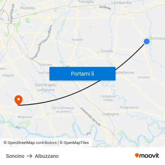 Soncino to Albuzzano map