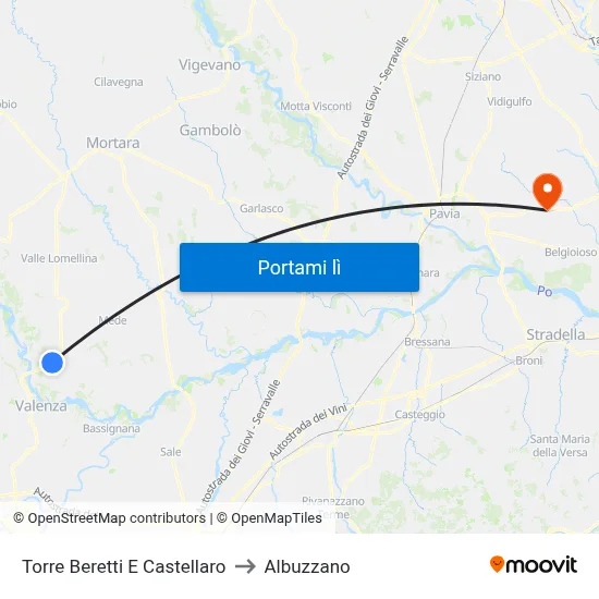 Torre Beretti E Castellaro to Albuzzano map