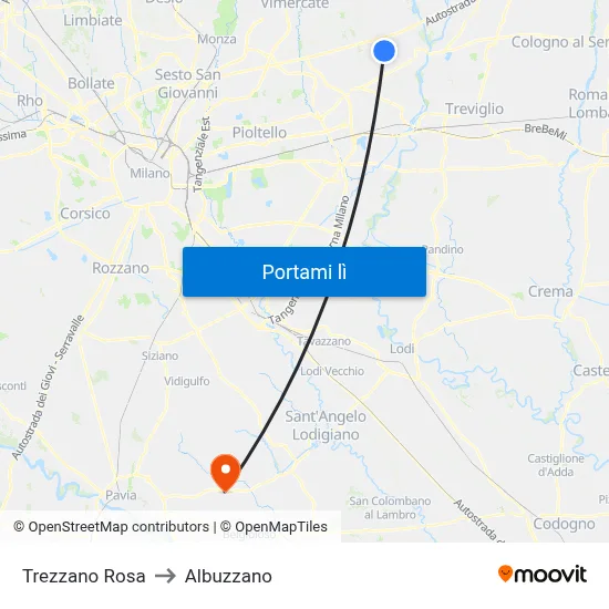 Trezzano Rosa to Albuzzano map