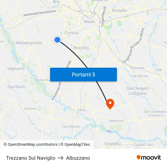 Trezzano Sul Naviglio to Albuzzano map